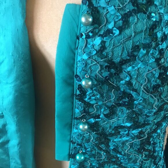 VTG Nah Nah Collection Lace Emerald Sequins Women Blazer Sz 12 Made In USA - Picture 6 of 16